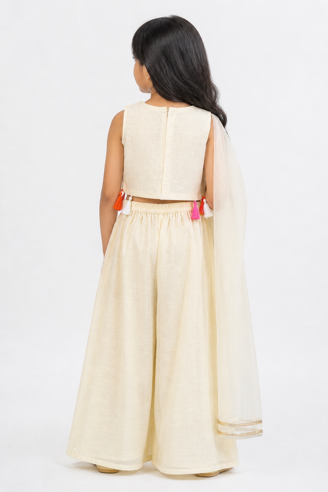 Embroidered cream Co-ord Set with Dupatta