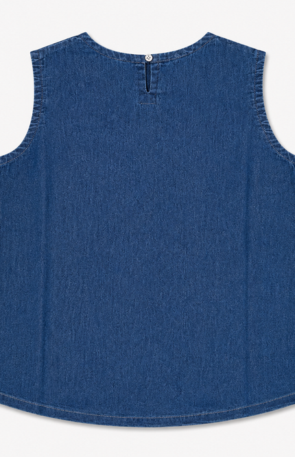 Girls Embroidered Denim Sleeveless Top