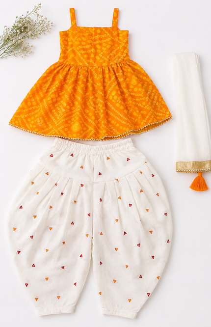 Festive Kids Co-Ord Set with Dhoti Pants & Dupatta