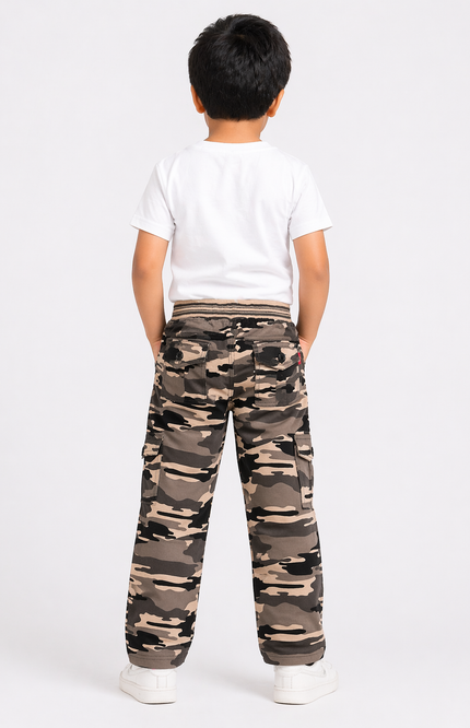 Classic Camo Cargo Trousers with Elastic Waist
