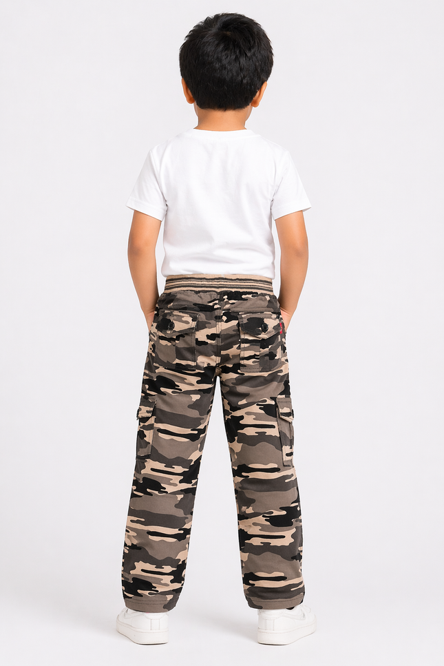 Classic Camo Cargo Trousers with Elastic Waist