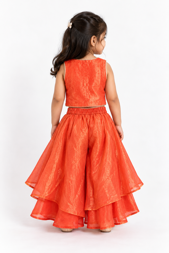 Girls’ Orange Palazzo Set