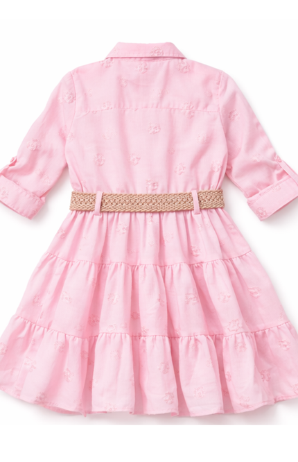 Pink Cotton Blend Dress with Belt