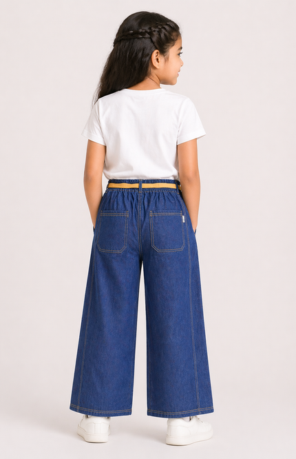 Girl wide-leg denim pants