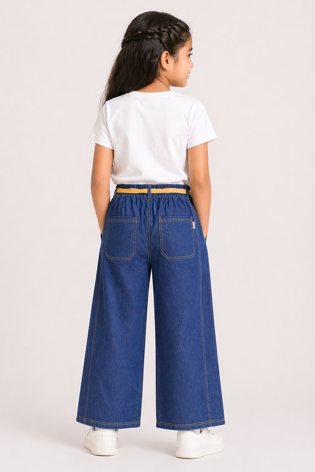 Girl wide-leg denim pants