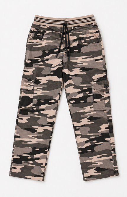 Classic Camo Cargo Trousers with Elastic Waist