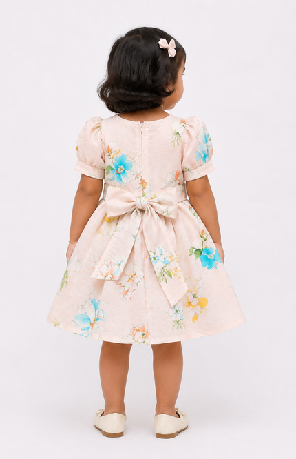 Pastel Floral Bow Party Dress