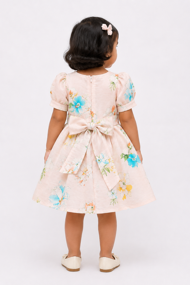 Pastel Floral Bow Party Dress