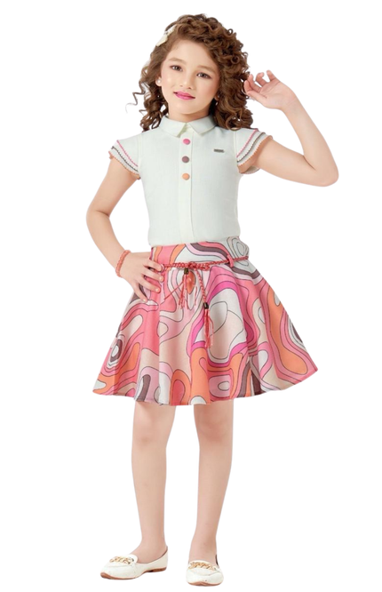 Abstract Print Skirt Set