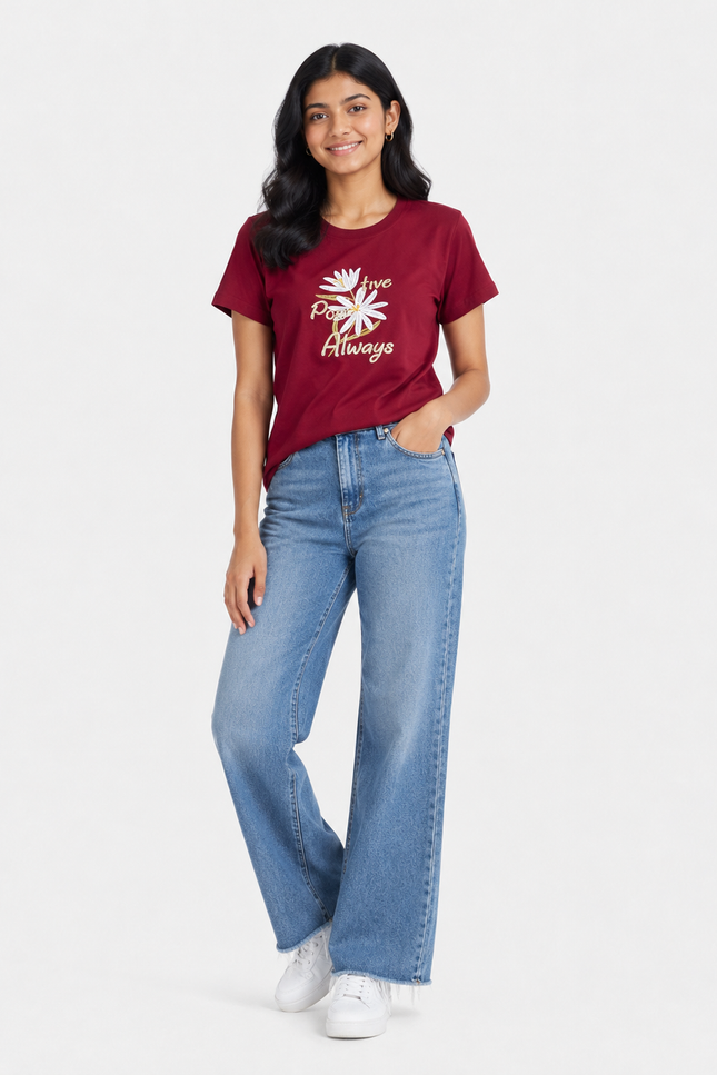 Girls’ Solid Maroon T-Shirt