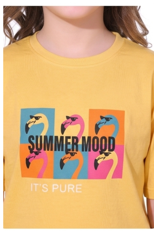 Girls' Summer Mood Lycra Cargo & Tee Set – Vibrant Yellow