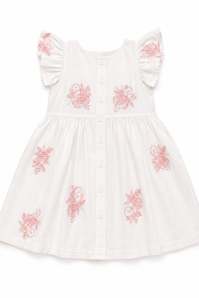 Embroidered Flutter-Sleeve Girls top