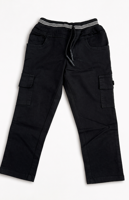 Boys Cargo Jeans with Elastic Waist & Drawstring