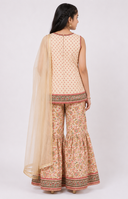 Floral Printed Sharara Set with Dupatta for Girls