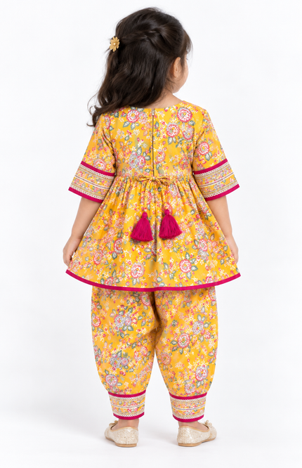 Floral Printed Kurta & Dhoti Set for Baby Girls