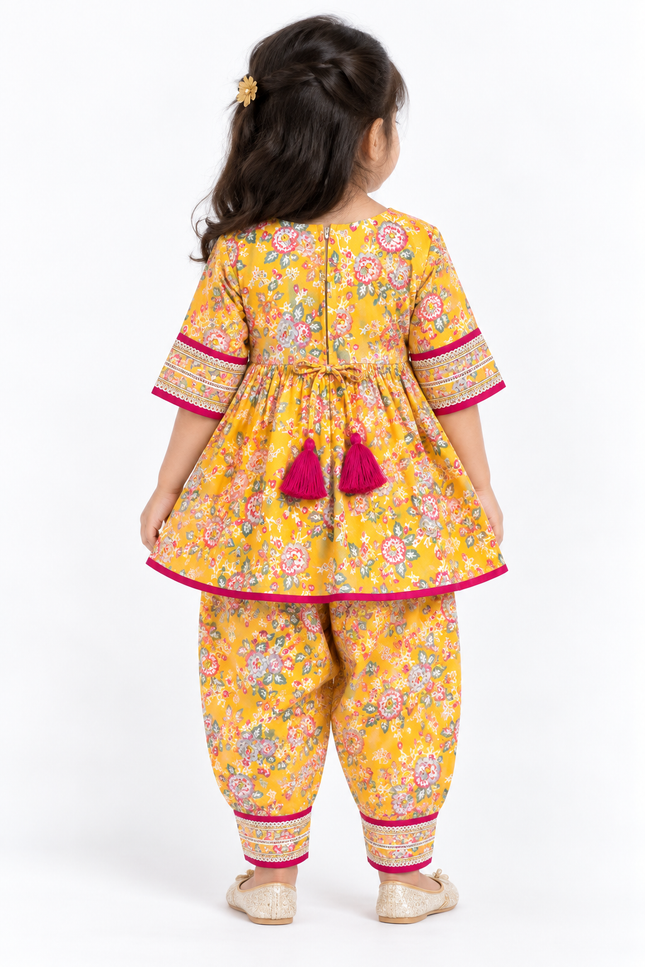 Floral Printed Kurta & Dhoti Set for Baby Girls