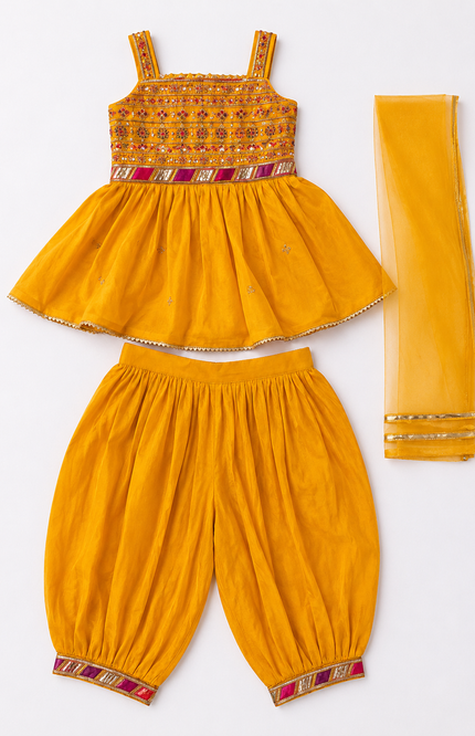 Festive Kids Co-Ord Set with Dhoti Pants & Dupatta