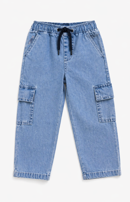 Boys Premium Denim Cargo Pants – Light Wash Fine 431