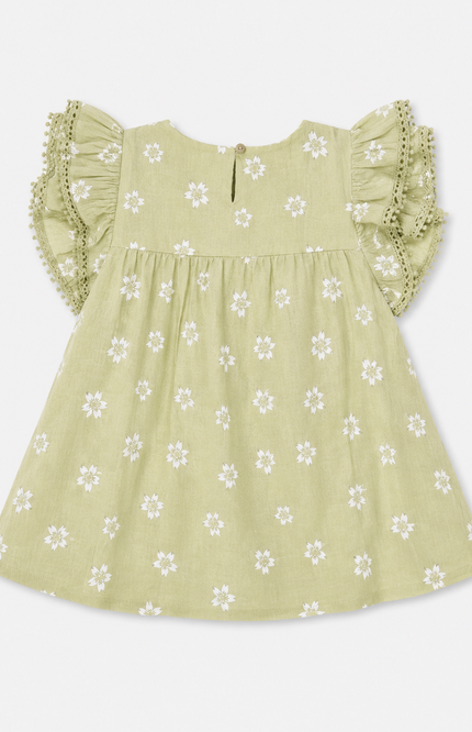 Girls Floral Print Flutter Sleeve Top