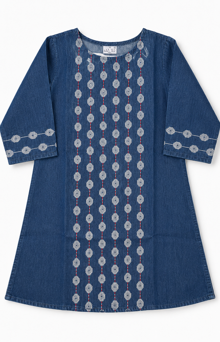 Denim Embroidered Kurti