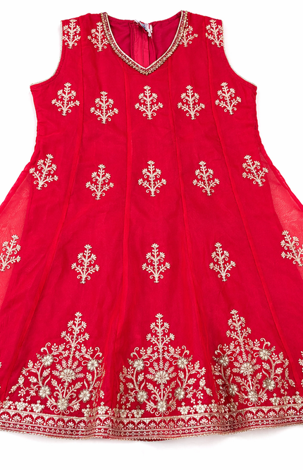 Girls Festive Rani Kurti Palazzo Set with Dupatta