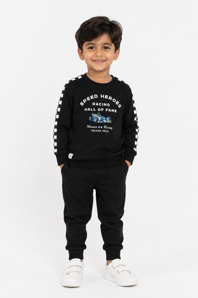 Checkered Stripe Crewneck Sweatshirt