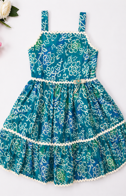 Girls Floral Printed Tiered Party Dress