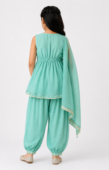 Bloom Embroidered Kids Co-Ord Set with Dupatta