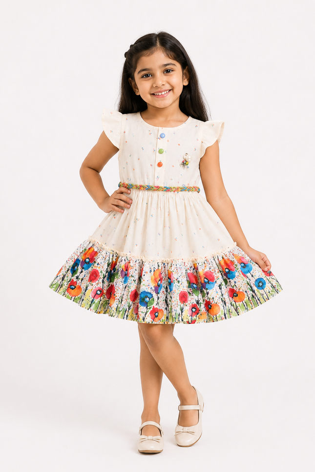 Floral Border Fit & Flare Dress