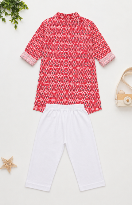 Printed Kurta Set with White Pants