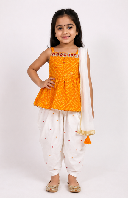 Festive Kids Co-Ord Set with Dhoti Pants & Dupatta