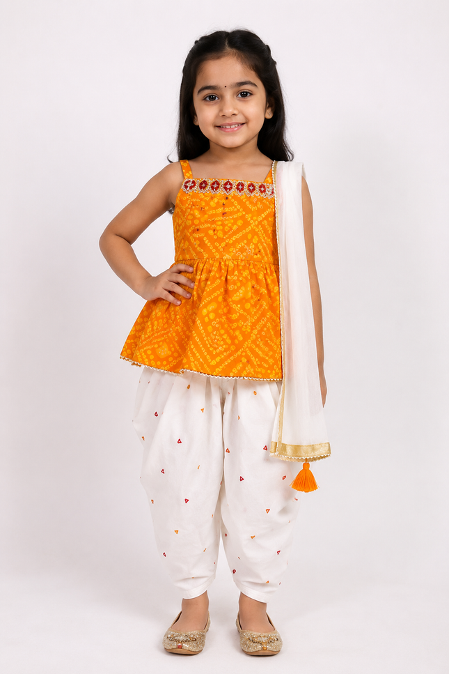 Festive Kids Co-Ord Set with Dhoti Pants & Dupatta