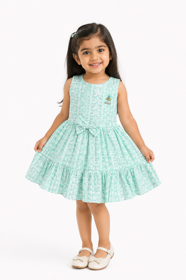 Mint Green Floral Lace Fit & Flare Dress