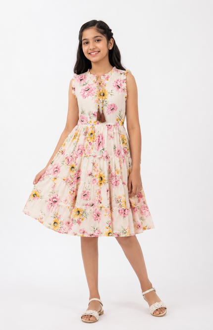 Floral Sleeveless Dress Bloom Print