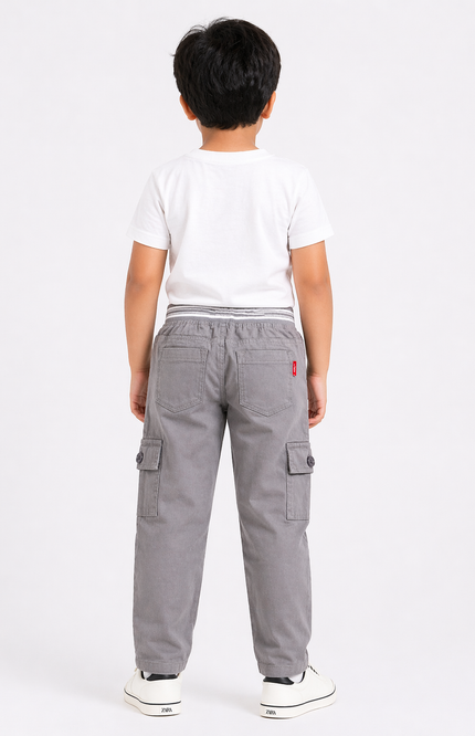 Boys Cargo Jeans with Elastic Waist & Drawstring