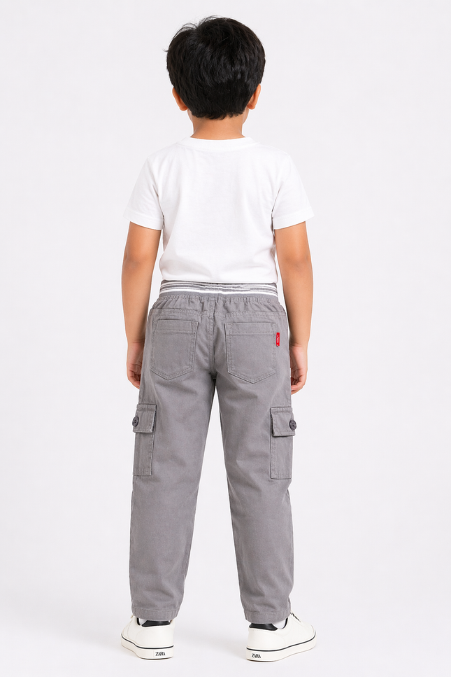 Boys Cargo Jeans with Elastic Waist & Drawstring