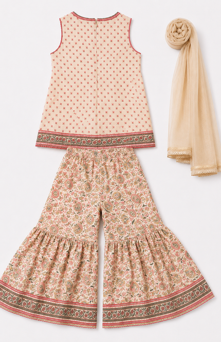 Floral Printed Sharara Set with Dupatta for Girls