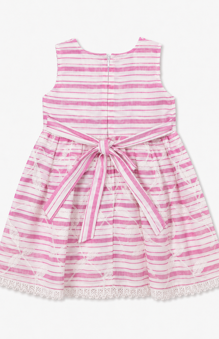 Girls Striped Embroidered Party Dress