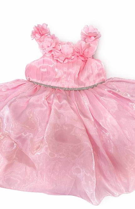 Pink Floral Organza Party Dress for Girls
