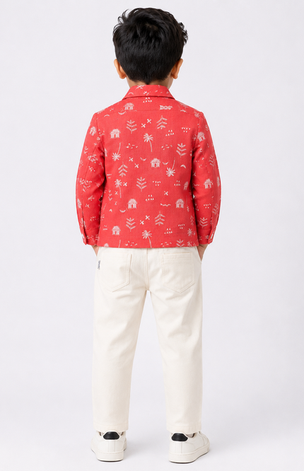 Kids Printed Blazer Co-Ord Set with Graphic T-Shirt & Pants