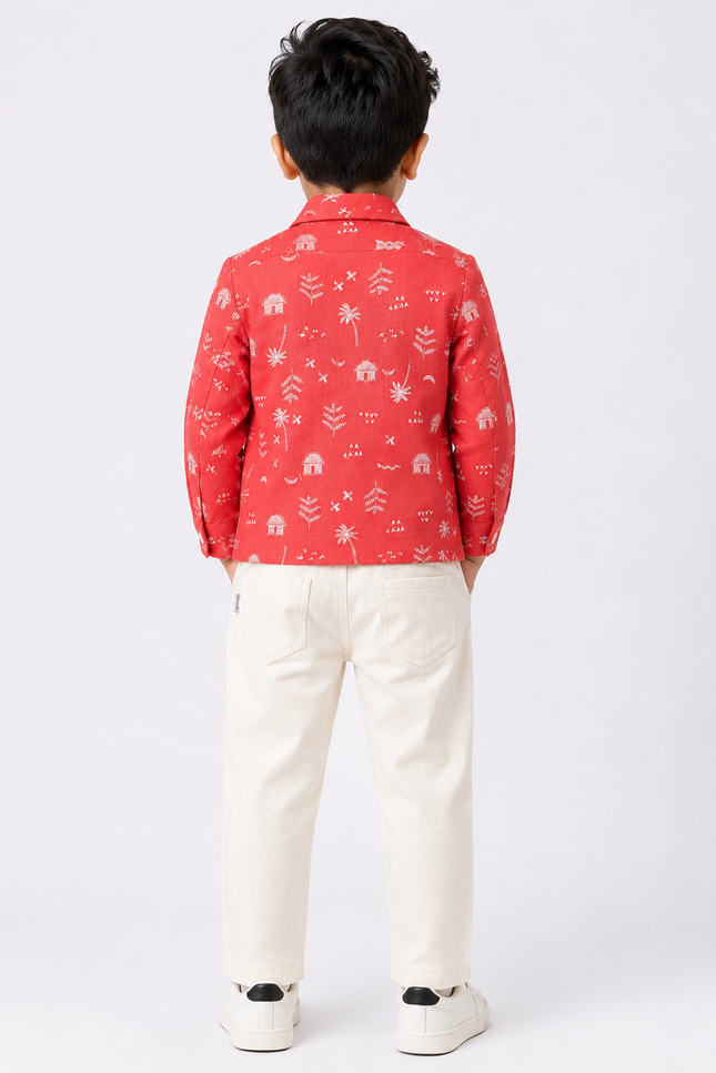 Kids Printed Blazer Co-Ord Set with Graphic T-Shirt & Pants