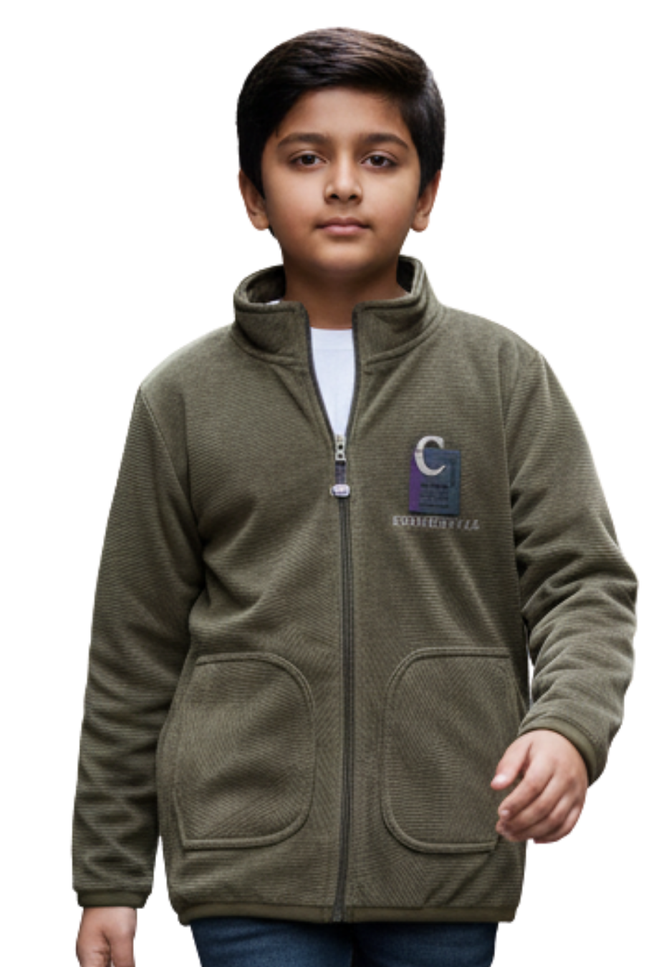 Boys Winter Velvet Jacket Olive Green
