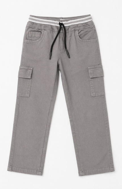 Boys Cargo Jeans with Elastic Waist & Drawstring