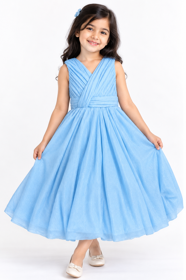 Sky Blue Shimmer Party Dress for Girls