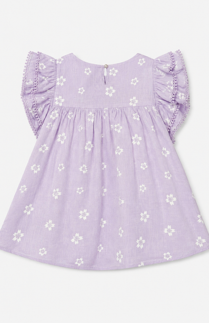 Girls Floral Print Flutter Sleeve Top