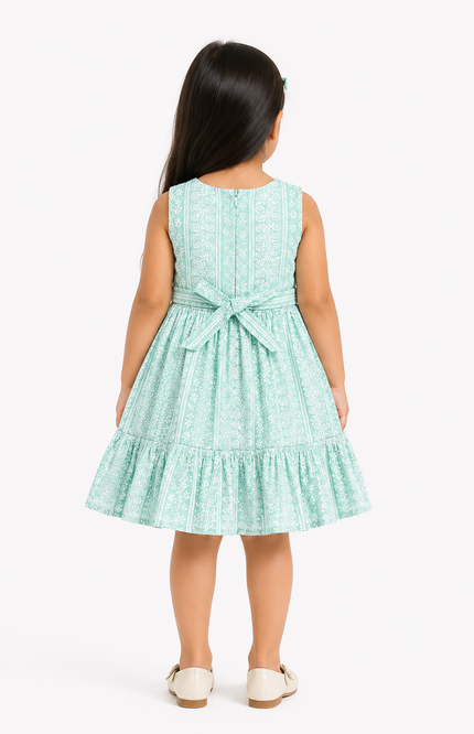 Mint Green Floral Lace Fit & Flare Dress