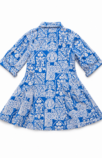 Print Collared Kids Dress