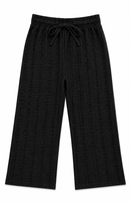 Textured Wide-Leg Drawstring Pants