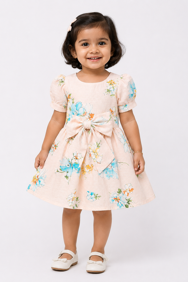 Pastel Floral Bow Party Dress