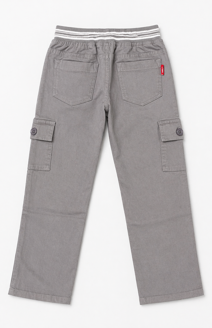 Boys Cargo Jeans with Elastic Waist & Drawstring